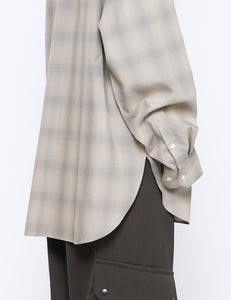 TAUPE/GREY OMBRE C/R CHECK OVERSIZED DOWN PAT SHIRT