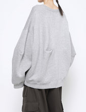 Load image into Gallery viewer, TOP GREY COTTON DOUBLE KNIT TUCKED CREW NECK LS
