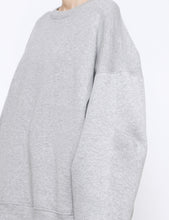 Load image into Gallery viewer, TOP GREY COTTON DOUBLE KNIT TUCKED CREW NECK LS
