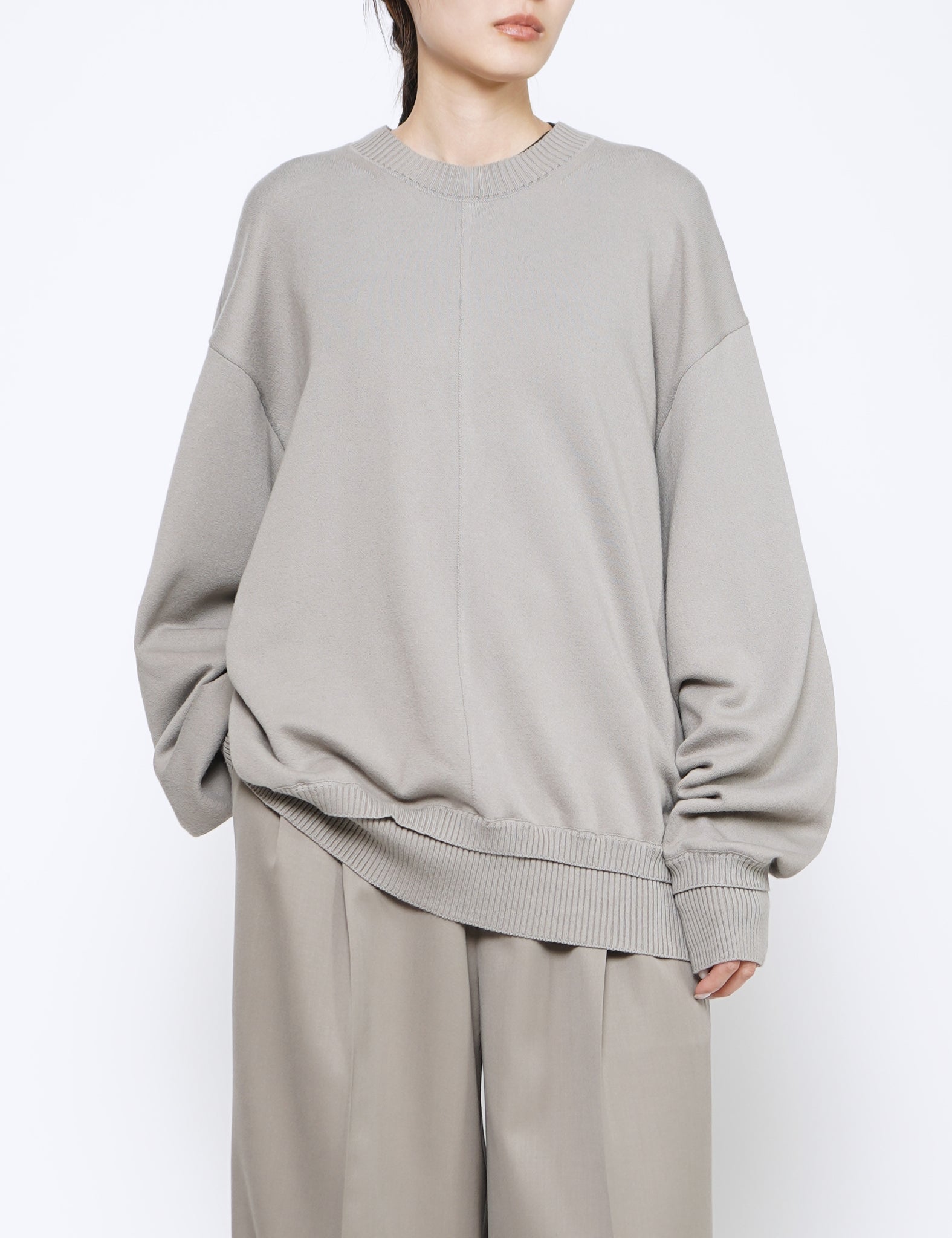 TAUPE COTTON SMOOTH KNIT LS