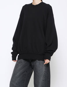 BLACK COTTON SMOOTH KNIT LS