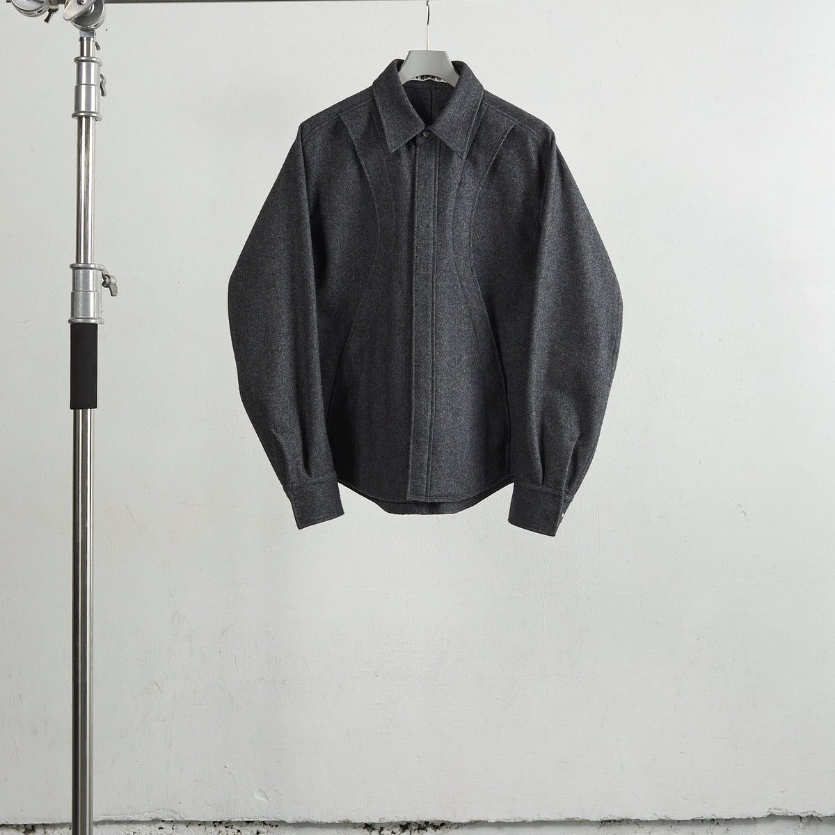 NVRFRGT WOOL FLY FRONT LONG SLEEVE SHIRT