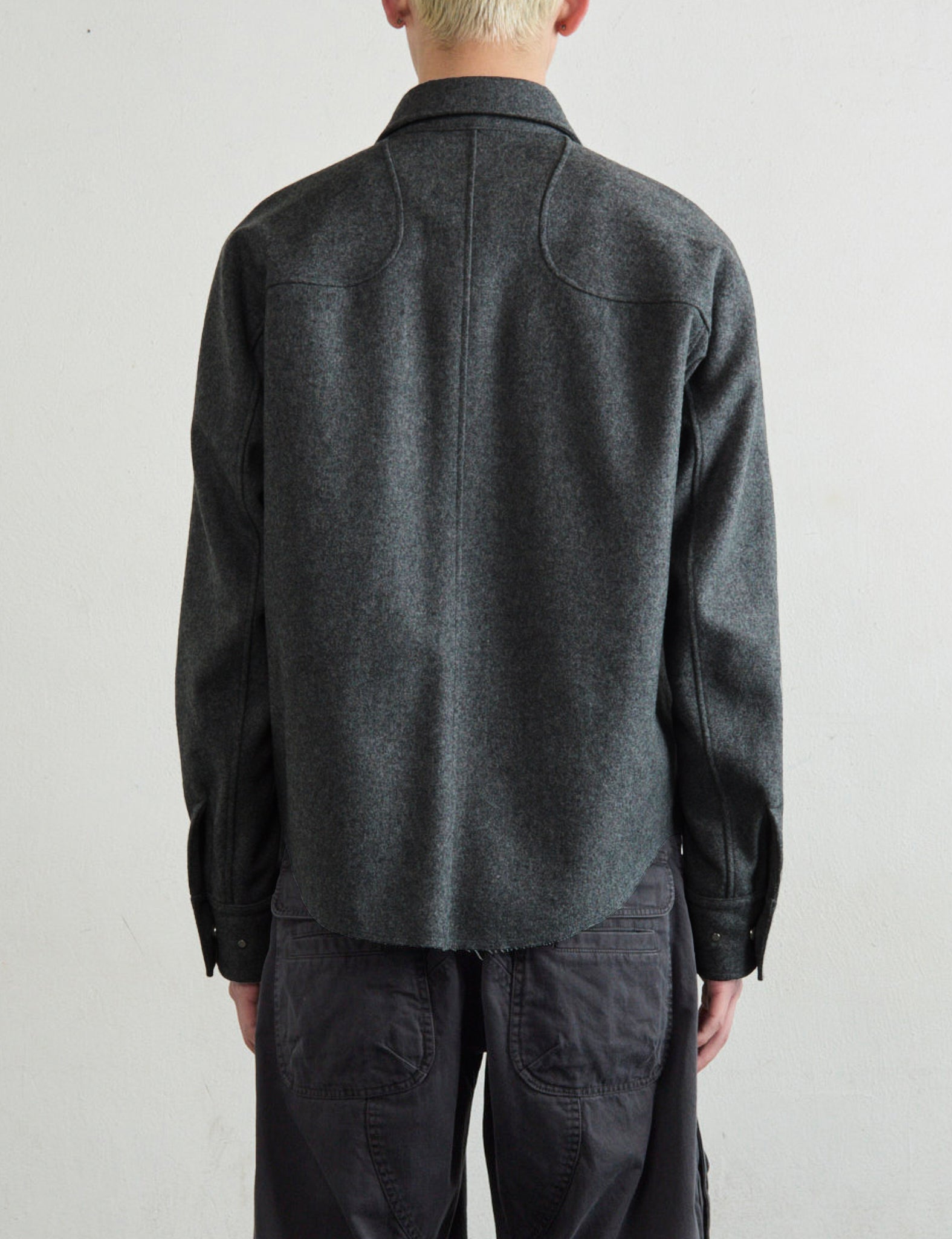 WOOL FLY FRONT LONG SLEEVE SHIRT