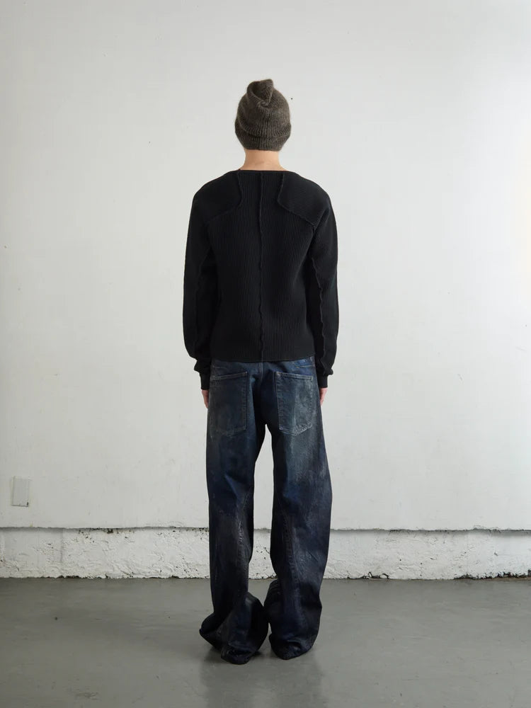 BLACK WAFFLE THERMAL LONG SLEEVE T-SHIRT