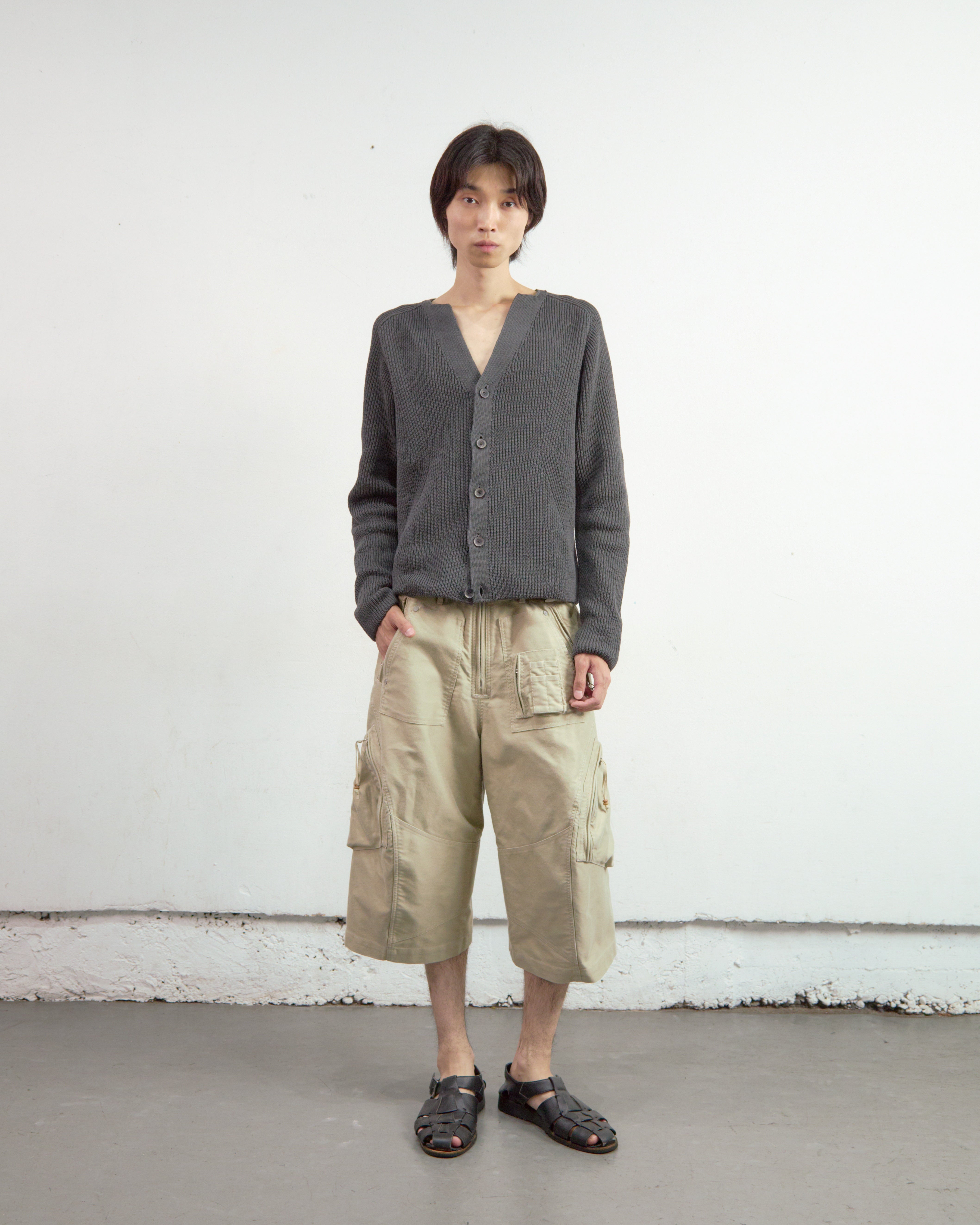 CHARCOAL RIBBED CARDIGAN