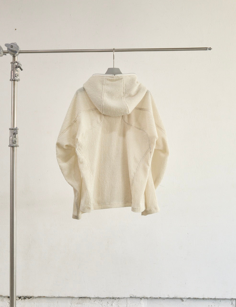 IVORY SEMI SHEER FULL ZIP UP HOODIE