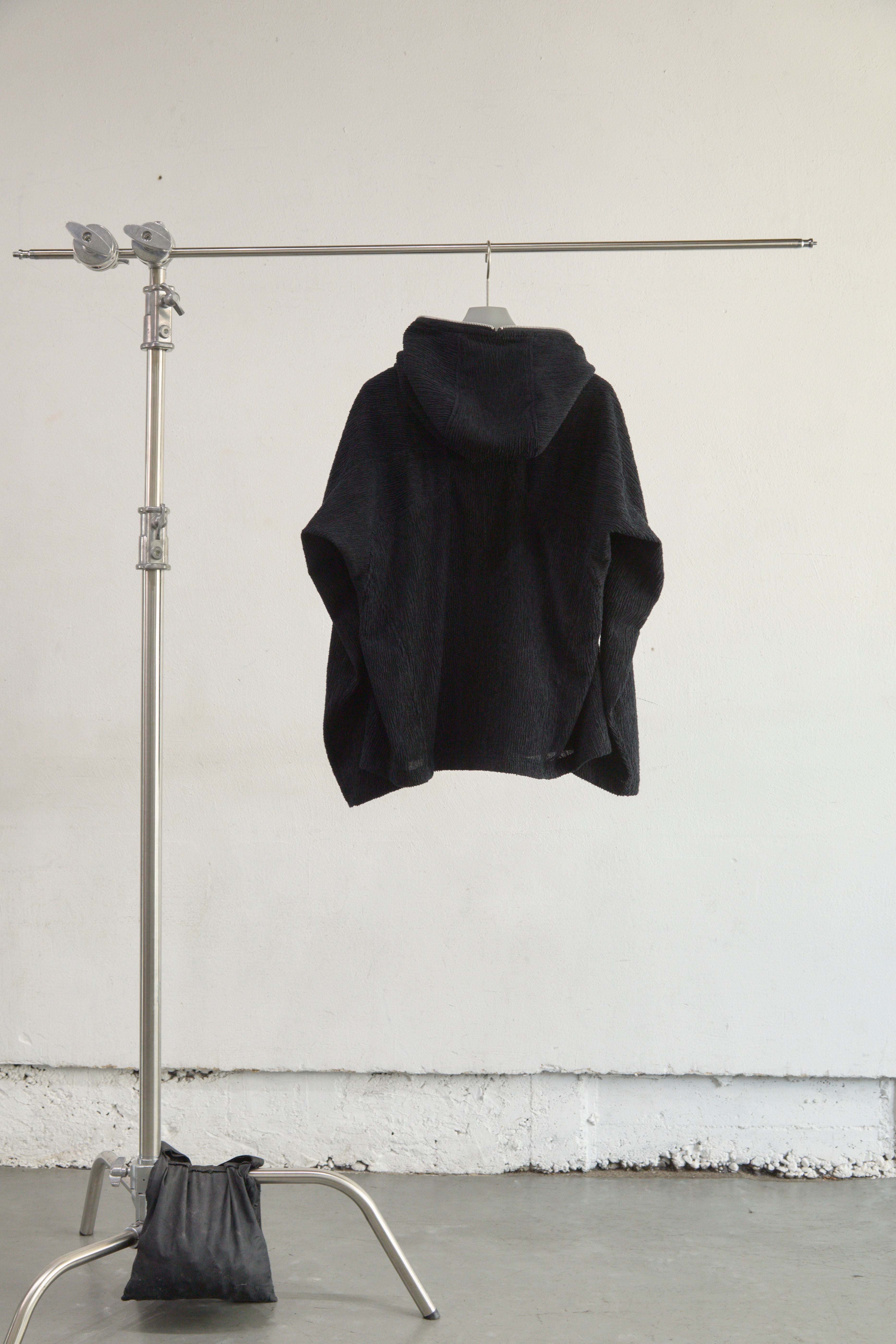 BLACK SEMI SHEER FULL ZIP UP HOODIE