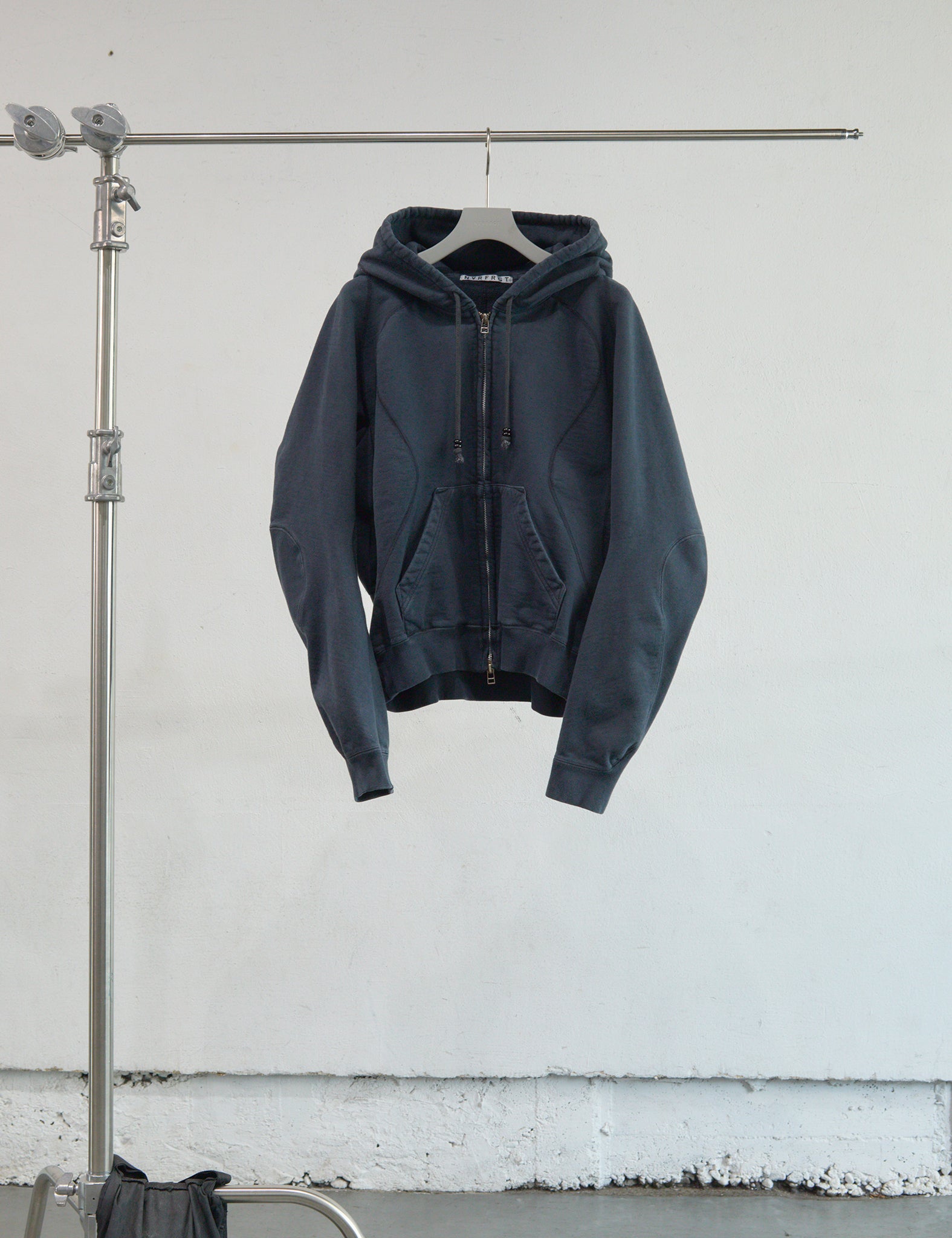 FADED INK PANELLED ZIP UP HOODIE