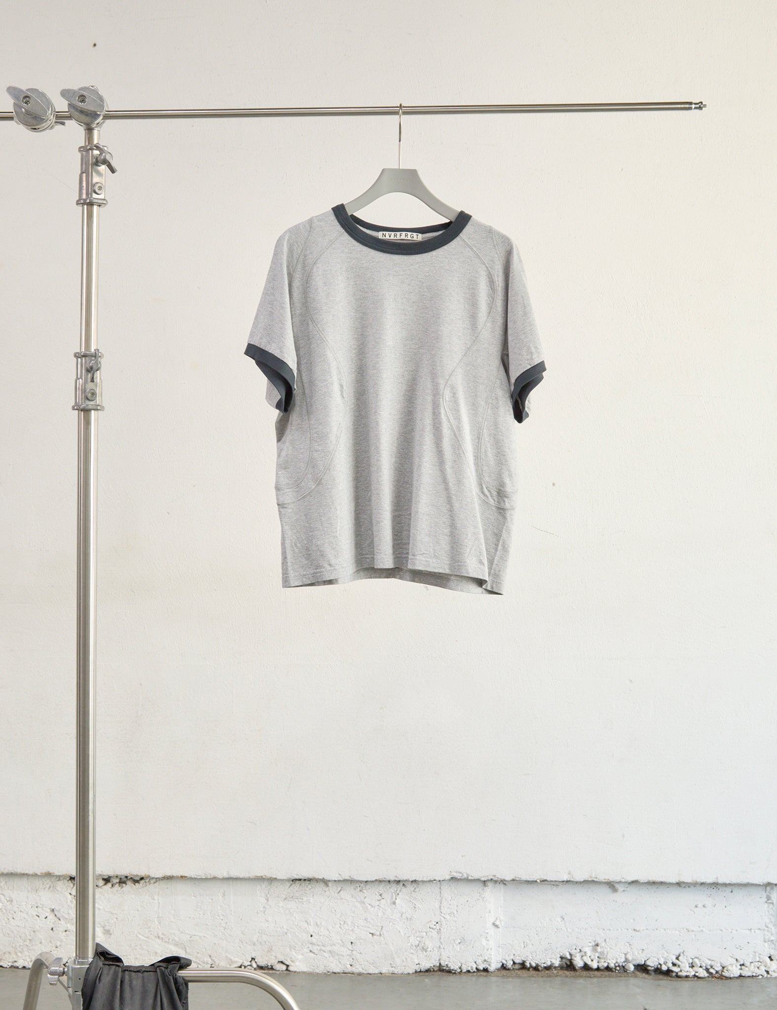 HEATHER GREY PANELLED HALF SLEEVE RINGER T-SHIRT