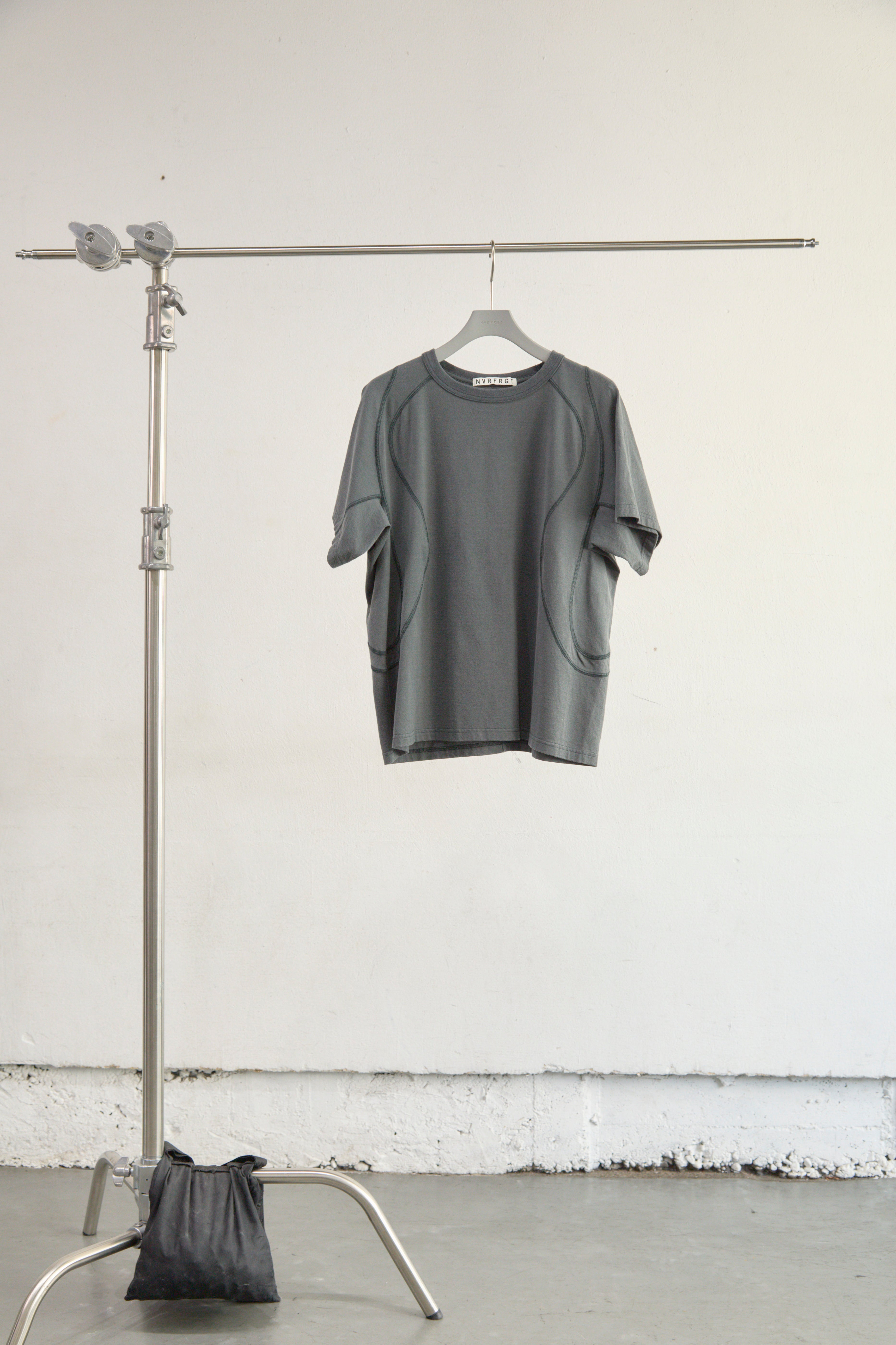 SLATE BLUE PANELLED HALF SLEEVE T-SHIRT