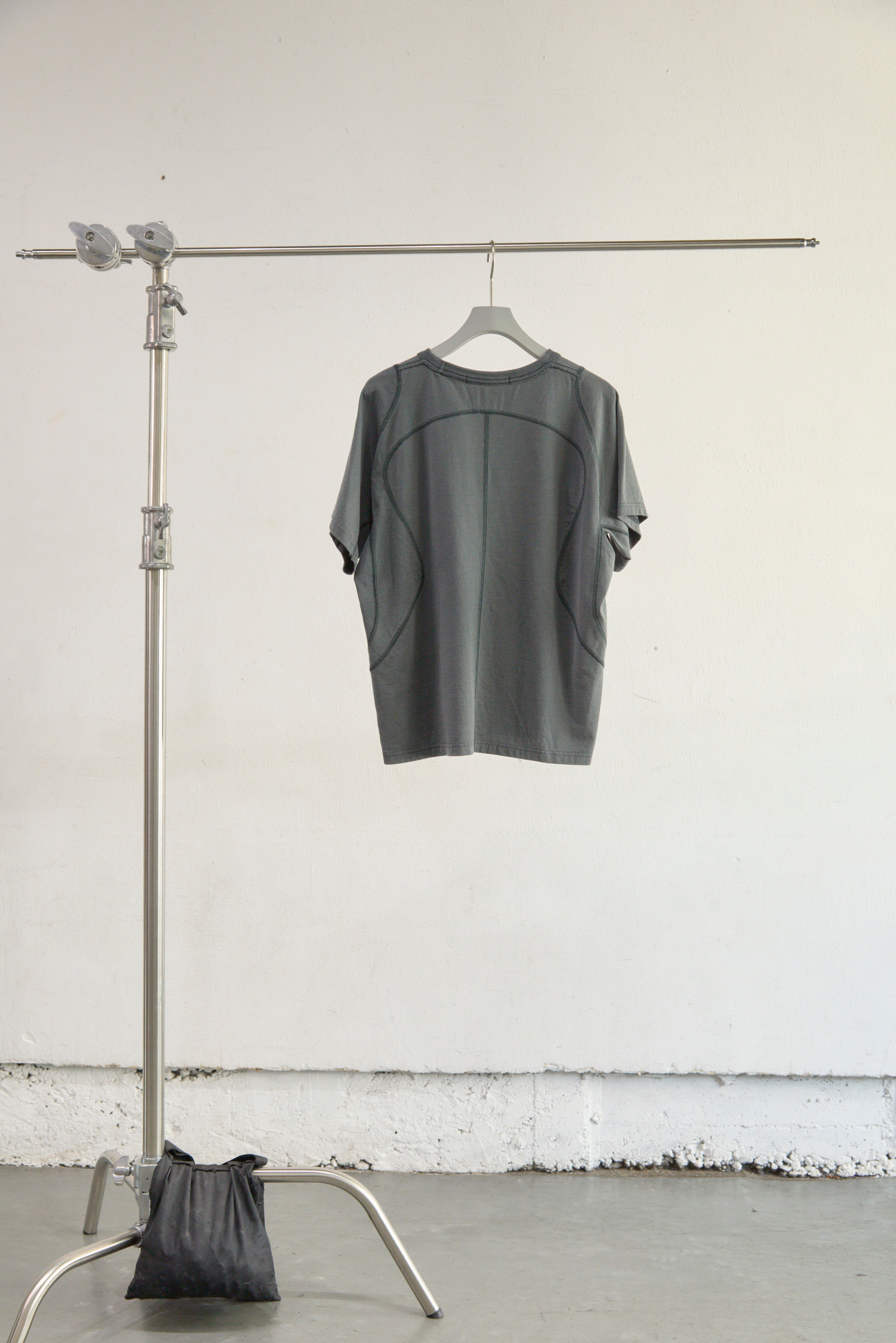 SLATE BLUE PANELLED HALF SLEEVE T-SHIRT