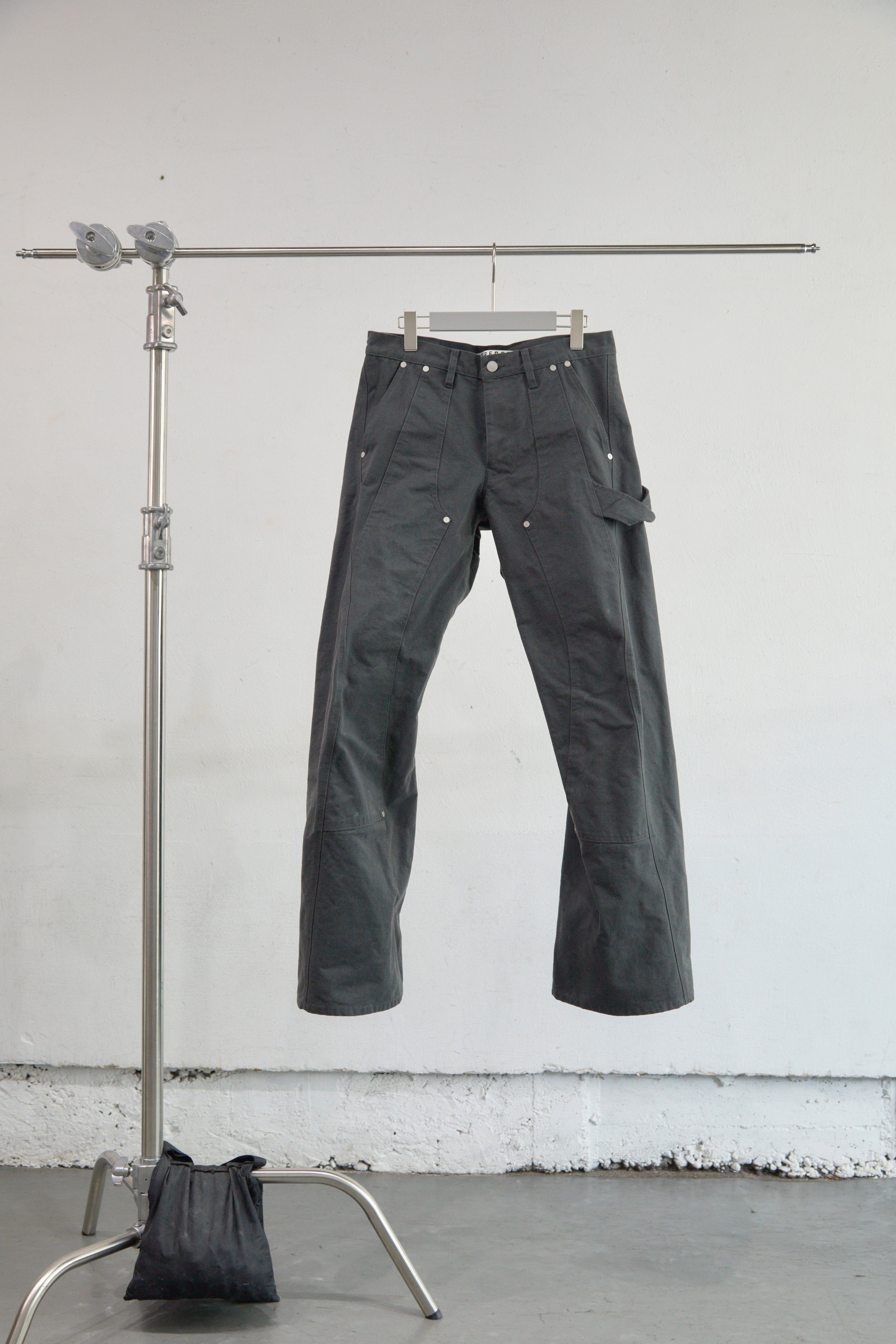 CHARCOAL CURVED LEG DOUBLE KNEE WORK PANTS