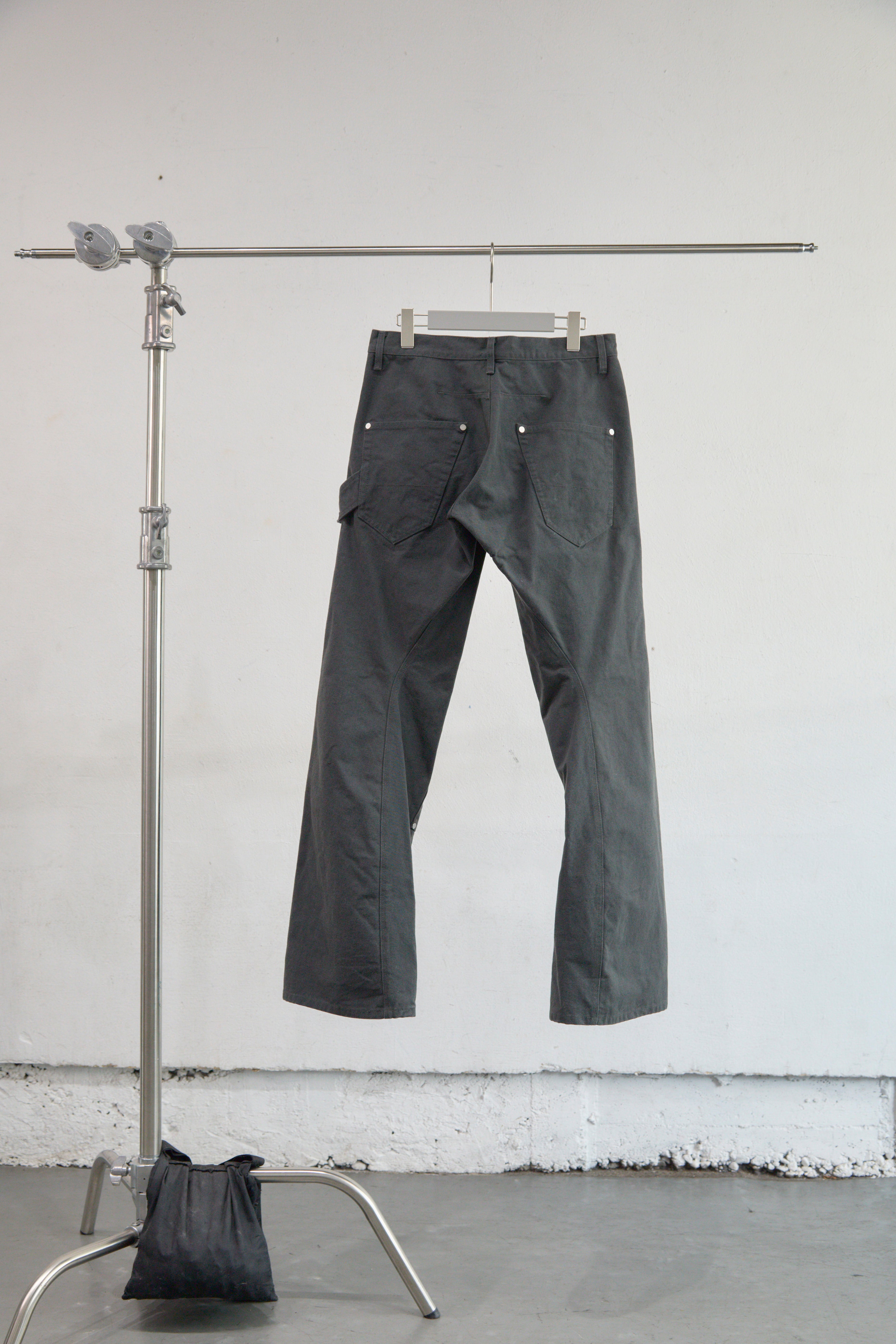 CHARCOAL CURVED LEG DOUBLE KNEE WORK PANTS