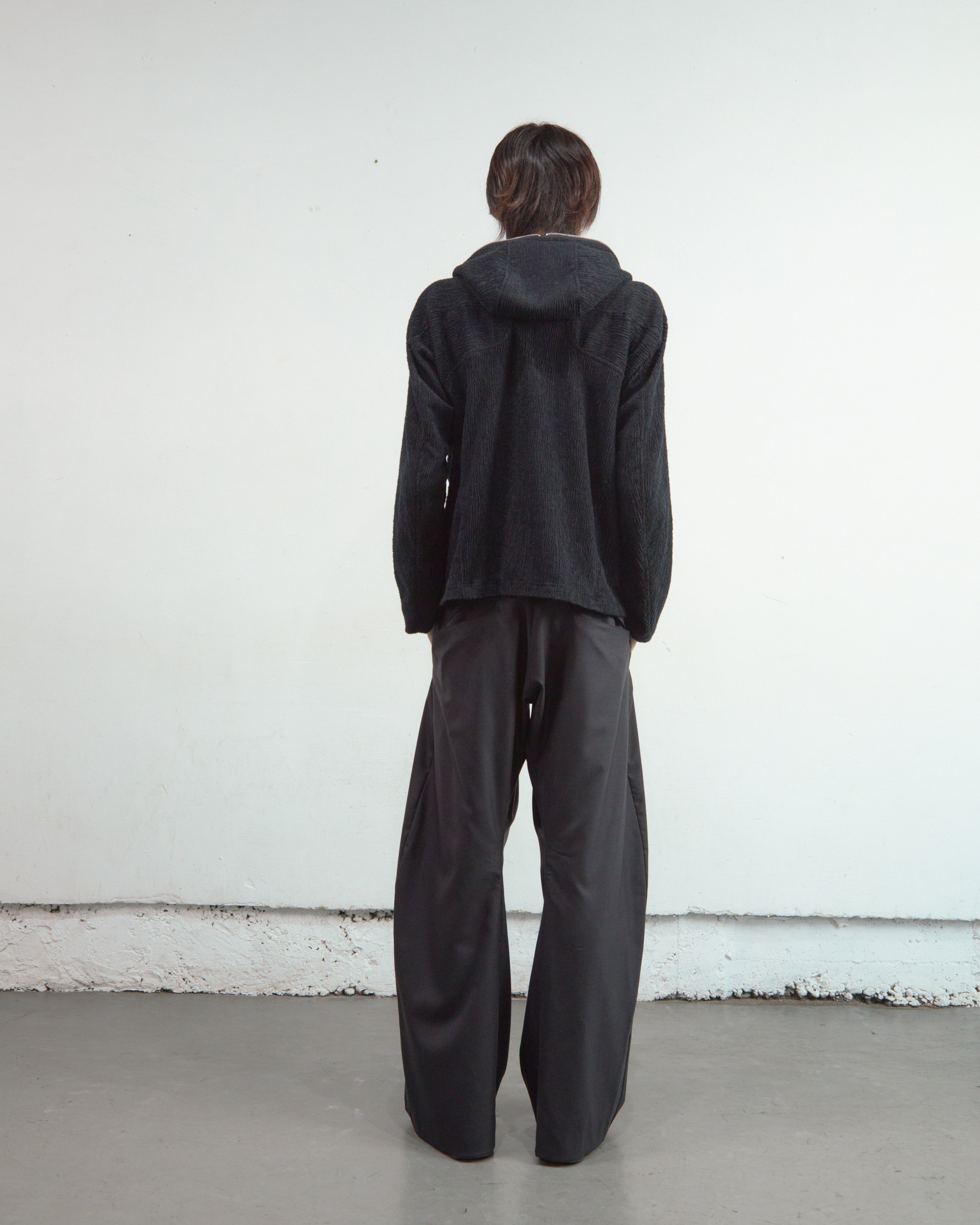 BLACK SEMI SHEER FULL ZIP UP HOODIE