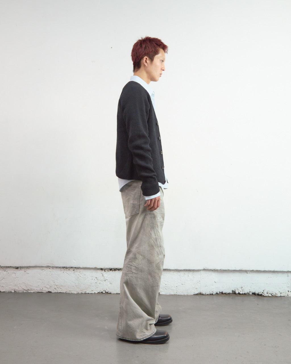 BLACK RIBBED CARDIGAN