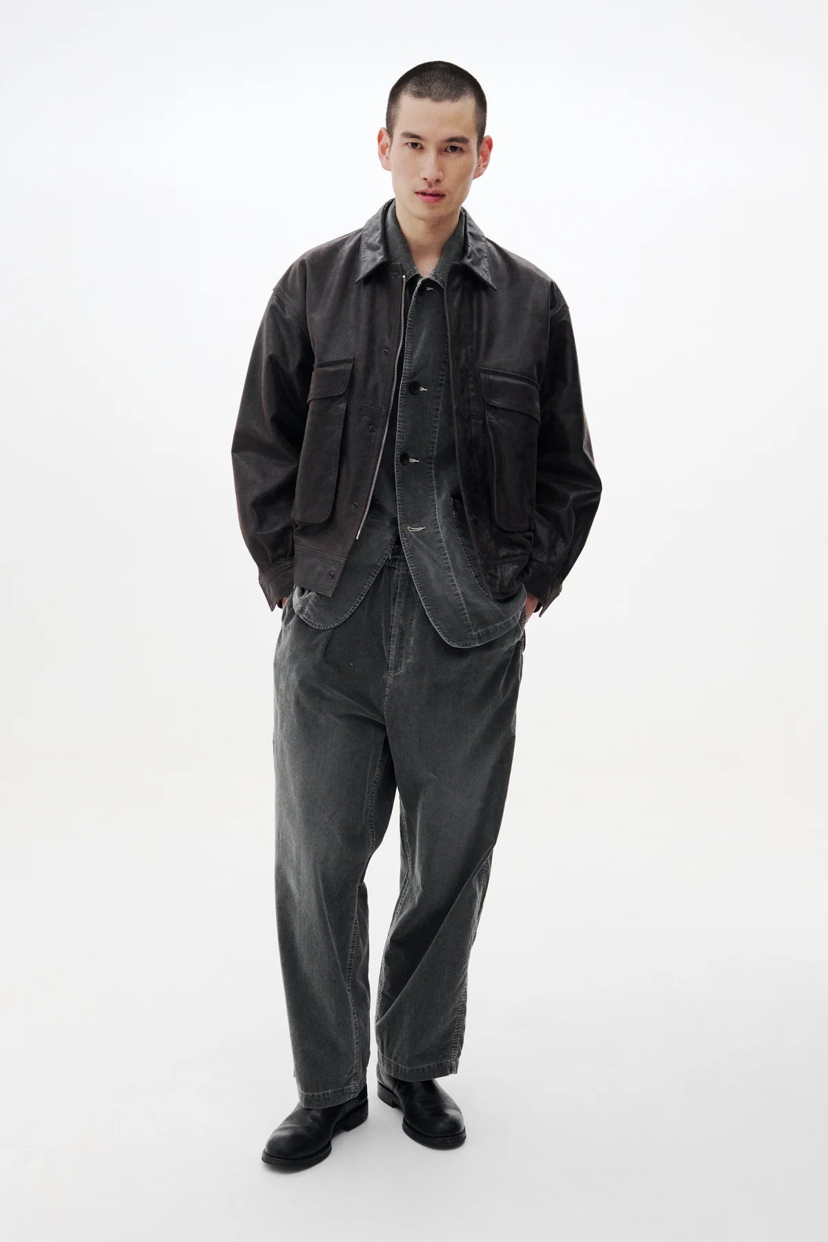 DARK BROWN COW LEATHER FLIGHT JACKET