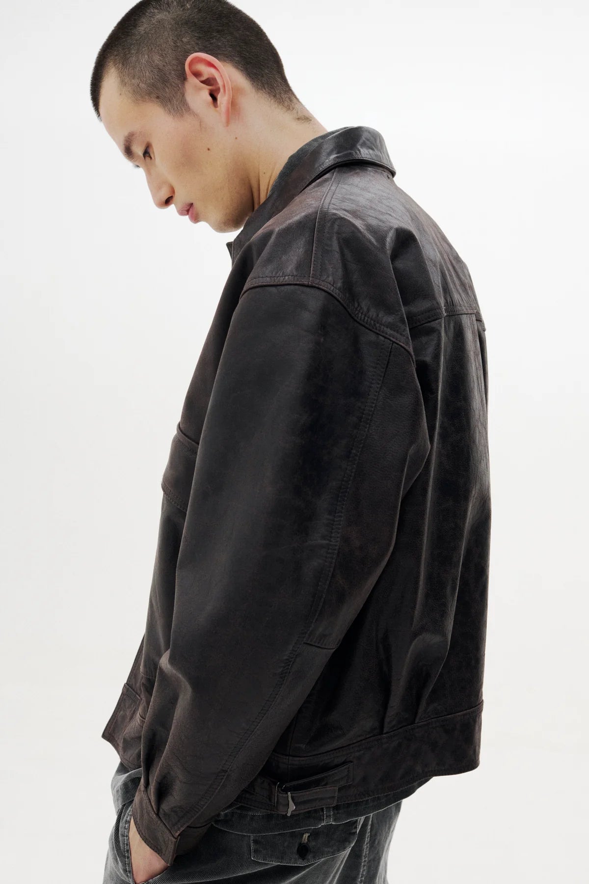 DARK BROWN COW LEATHER FLIGHT JACKET
