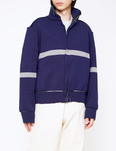 Load image into Gallery viewer, STRIPE NAVY RIB ZIP UP
