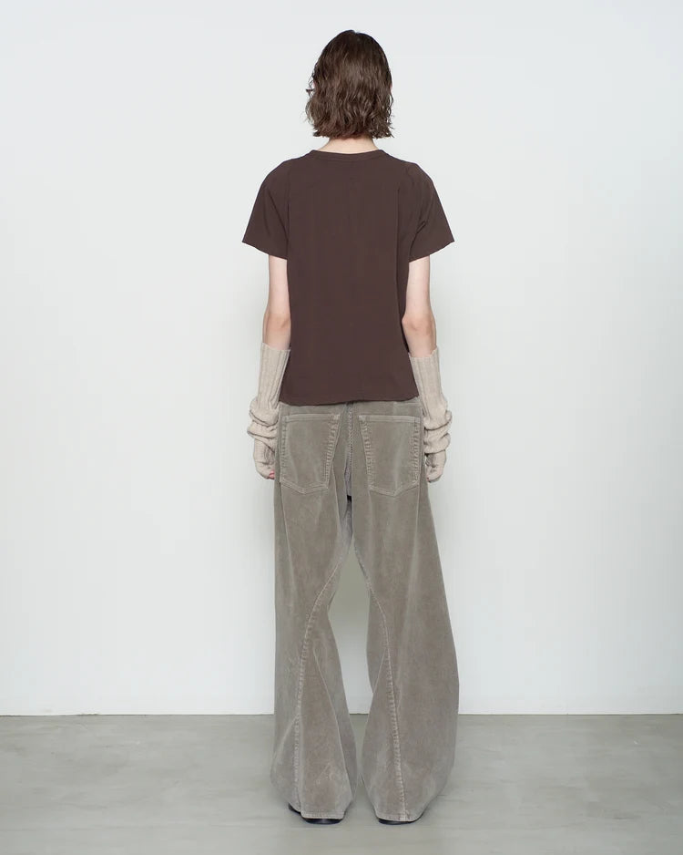 COFFEE PANELED HALF SLEEVE T-SHIRT