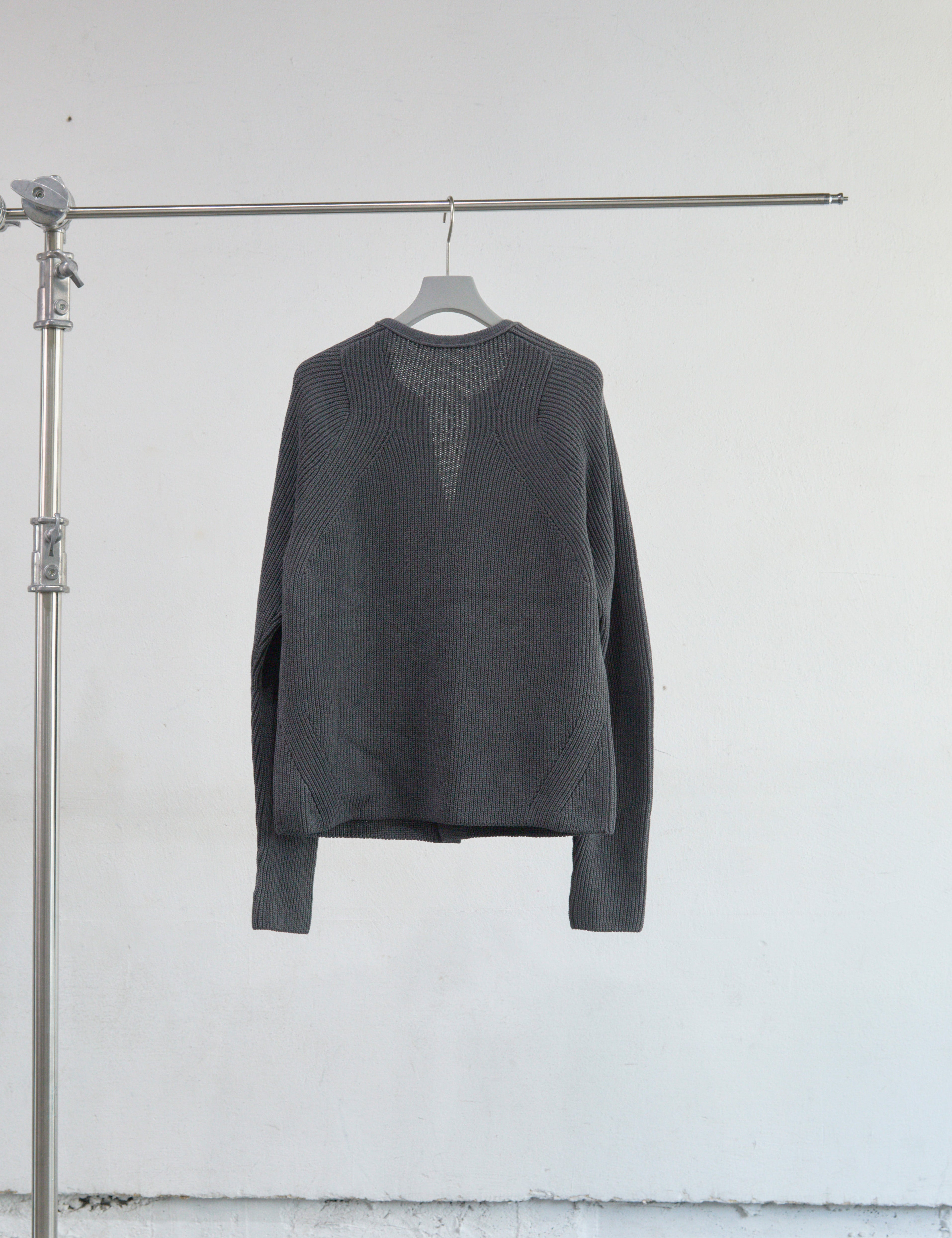CHARCOAL RIBBED CARDIGAN