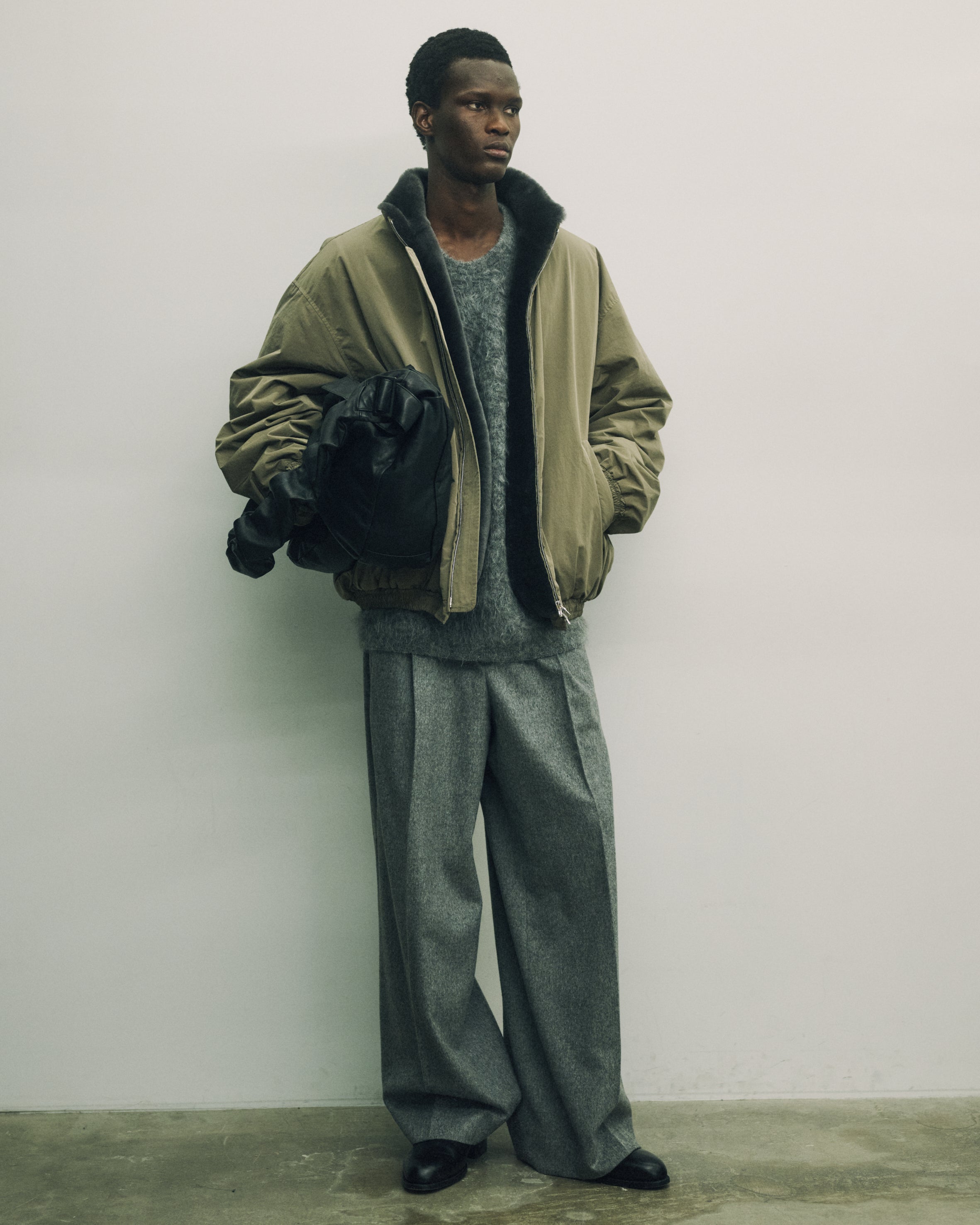 GREY W/CA BEAVER EXTRA WIDE TROUSERS