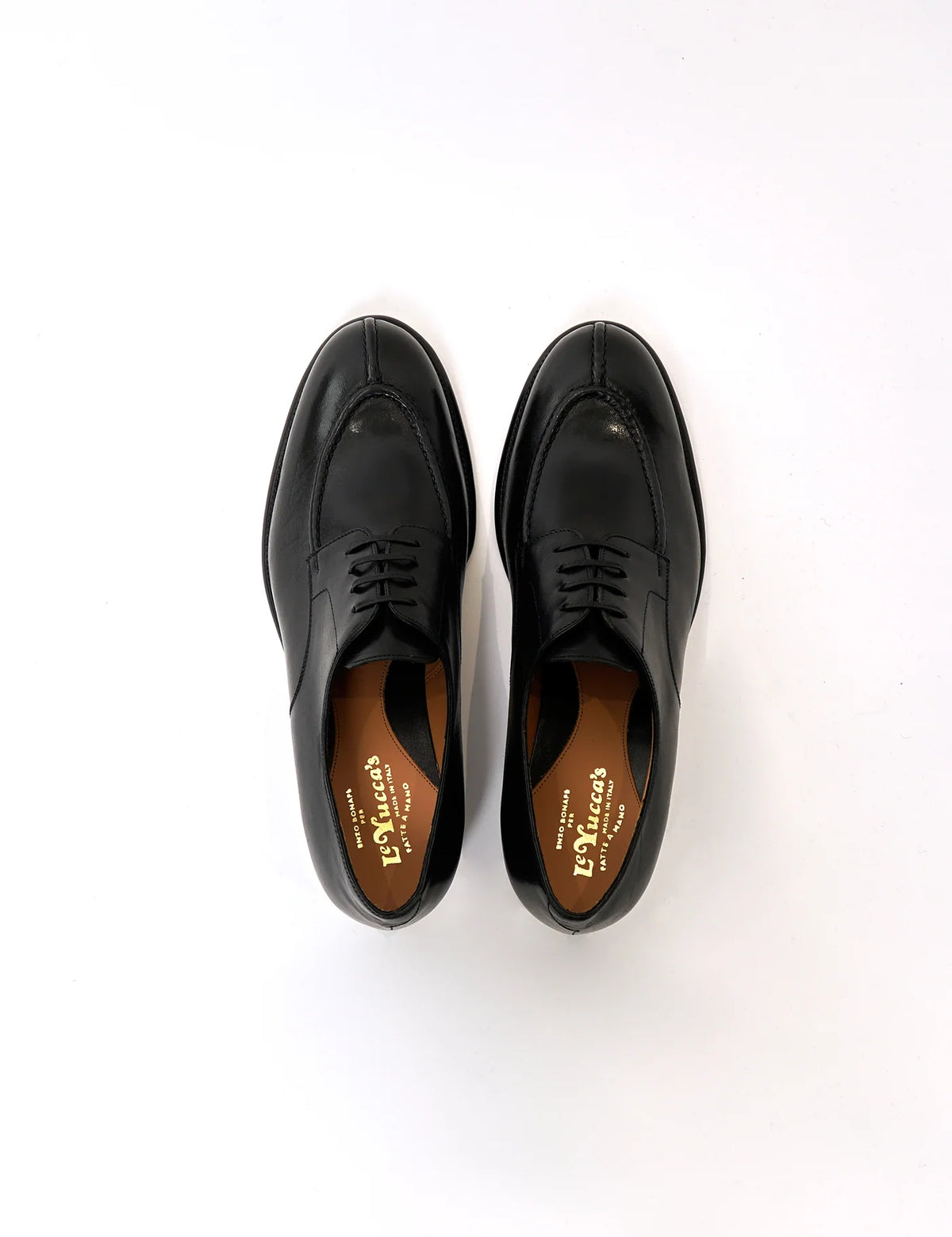 BLACK VEGETABLE CALF U TIP LEATHER SHOES - Y18711