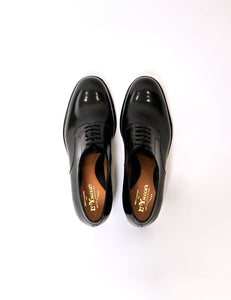 BLACK CROMO CALF PLAIN TOE LEATHER SHOES