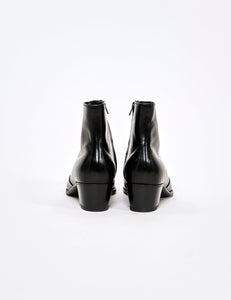 BLACK CROMO CALF LEATHER ZIP BOOTS