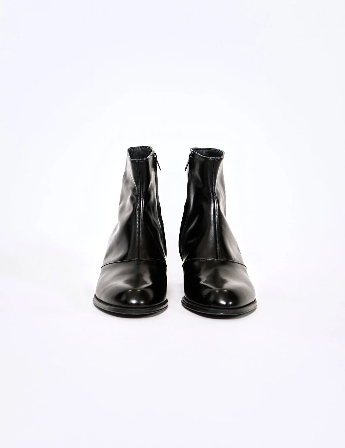 BLACK CROMO CALF LEATHER ZIP BOOTS - Y28318