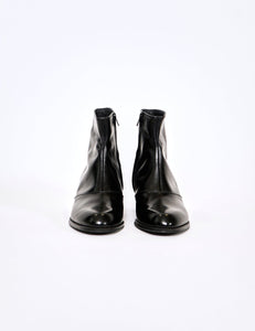 BLACK CROMO CALF LEATHER ZIP BOOTS