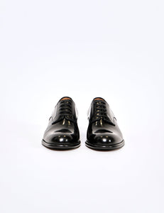 BLACK CROMO CALF PLAIN TOE LEATHER SHOES