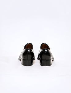 BLACK CROMO CALF PLAIN TOE LEATHER SHOES