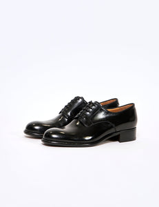 BLACK CROMO CALF PLAIN TOE LEATHER SHOES