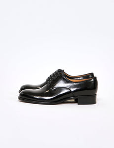 BLACK CROMO CALF PLAIN TOE LEATHER SHOES