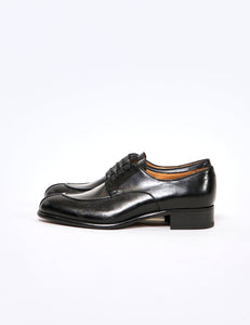 BLACK VEGETABLE CALF U TIP LEATHER SHOES