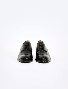 BLACK VEGETABLE CALF U TIP LEATHER SHOES