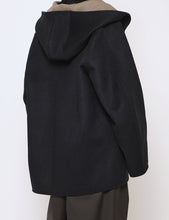 Load image into Gallery viewer, NAVY x GREY KHAKI REVERSIBLE HOODED HALF COAT
