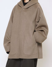 Load image into Gallery viewer, NAVY x GREY KHAKI REVERSIBLE HOODED HALF COAT
