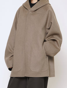 NAVY x GREY KHAKI REVERSIBLE HOODED HALF COAT