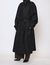 Load image into Gallery viewer, BLACK OVERSIZED DOUBLE BREASTED COAT
