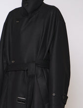 Load image into Gallery viewer, BLACK OVERSIZED DOUBLE BREASTED COAT
