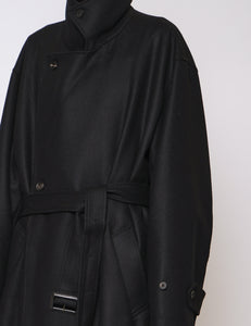 BLACK OVERSIZED DOUBLE BREASTED COAT