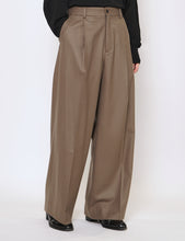 Load image into Gallery viewer, DARK BEIGE EXTRA WIDE WOOL TROUSERS
