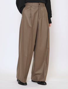 DARK BEIGE EXTRA WIDE WOOL TROUSERS