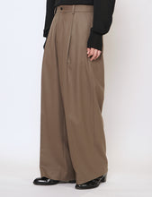 Load image into Gallery viewer, DARK BEIGE EXTRA WIDE WOOL TROUSERS
