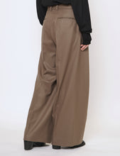 Load image into Gallery viewer, DARK BEIGE EXTRA WIDE WOOL TROUSERS
