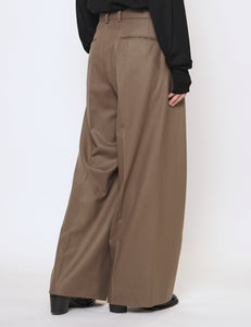 DARK BEIGE EXTRA WIDE WOOL TROUSERS