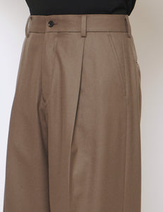 DARK BEIGE EXTRA WIDE WOOL TROUSERS