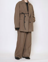 Load image into Gallery viewer, DARK BEIGE EXTRA WIDE WOOL TROUSERS
