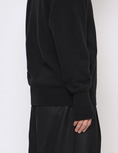 BLACK EXTRA FINE WOOL KNIT SKIPPER LS